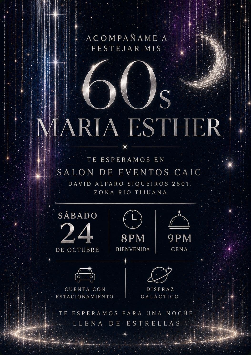 Invitación de los 60 años de María Esther